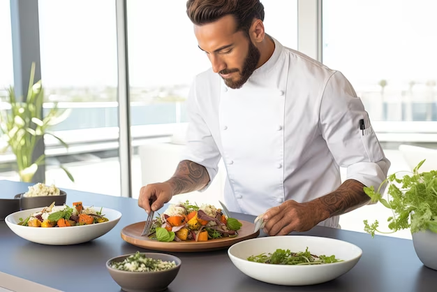 A chef making delish healthy foods to eat in a hotel